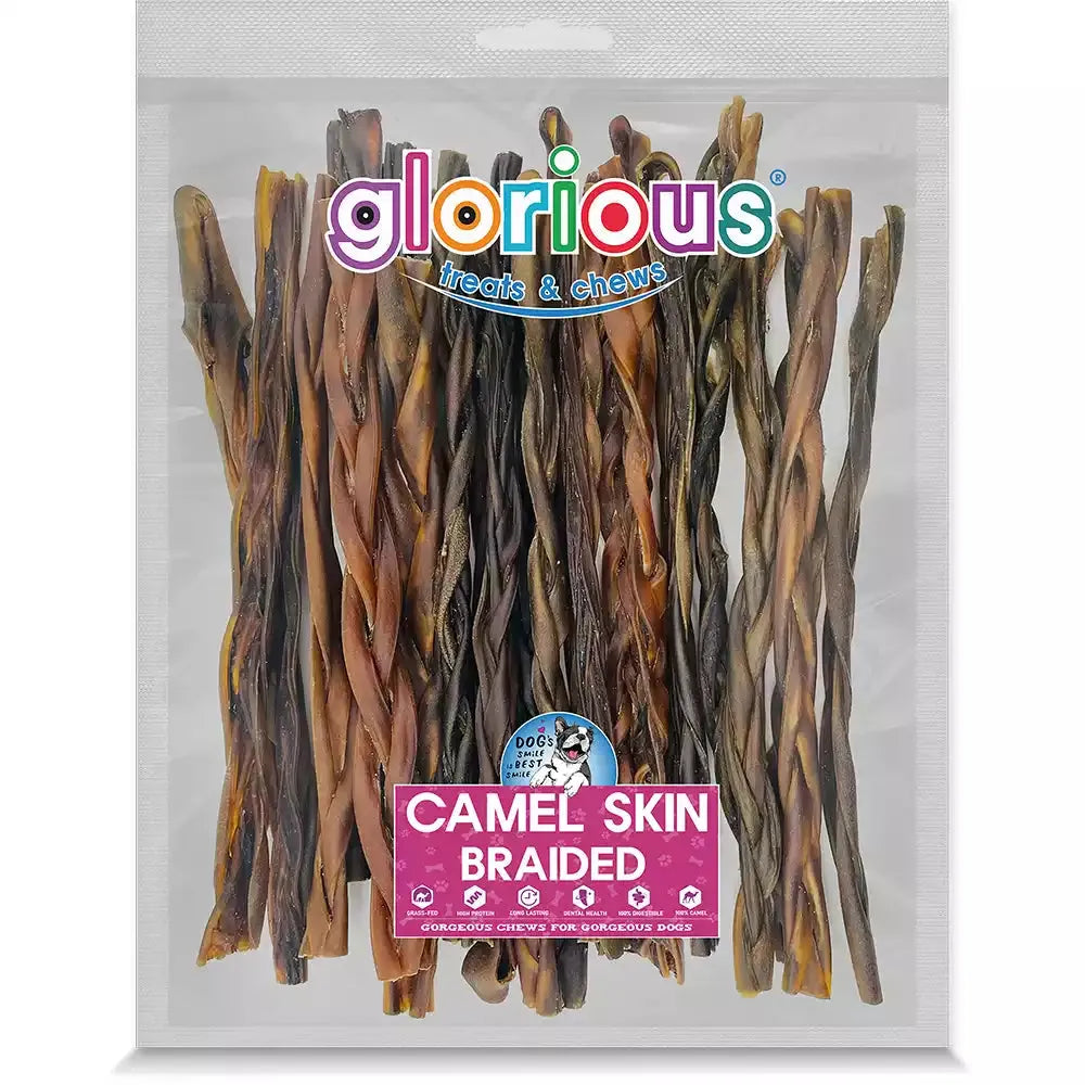 Premium 100% Natural Camel Skin Chews for dogs! Designed for long-lasting satisfaction and safety (no rawhide), these high-protein treats promote dental health and are perfect for all dog life stages.