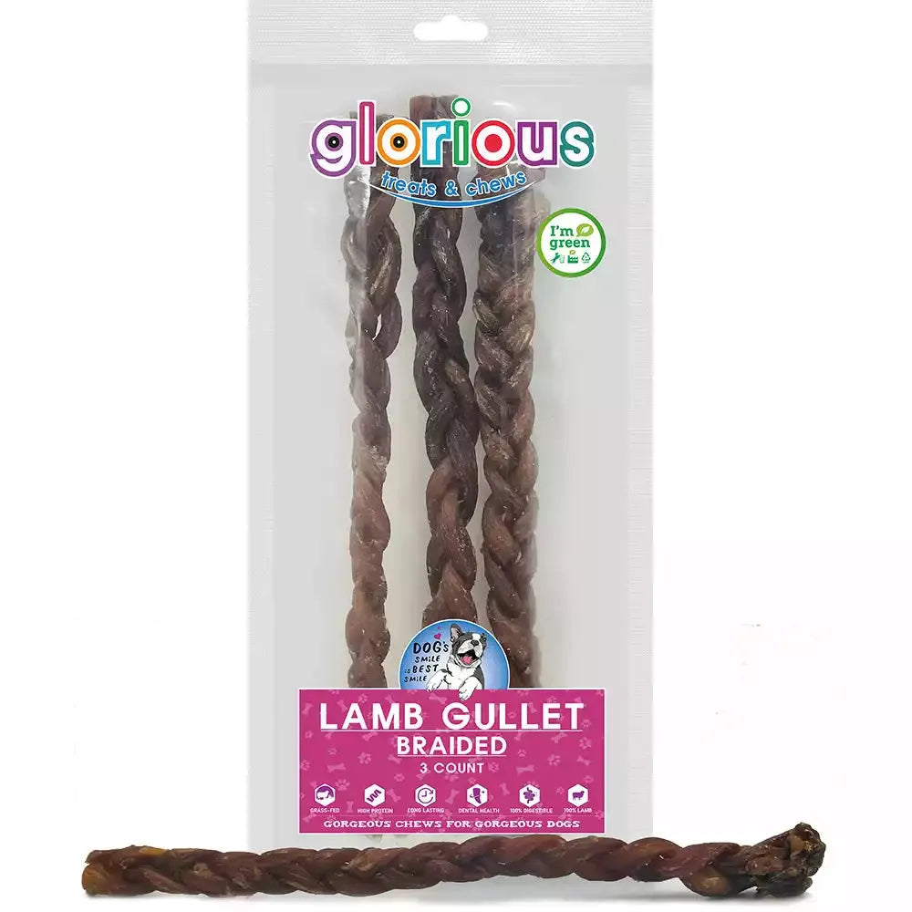 Discover our Braided Lamb Gullet Treats! High in protein and gluten-free, they're perfect for training rewards, supporting dental health, and are easily digestible, even for dogs with sensitive stomachs!