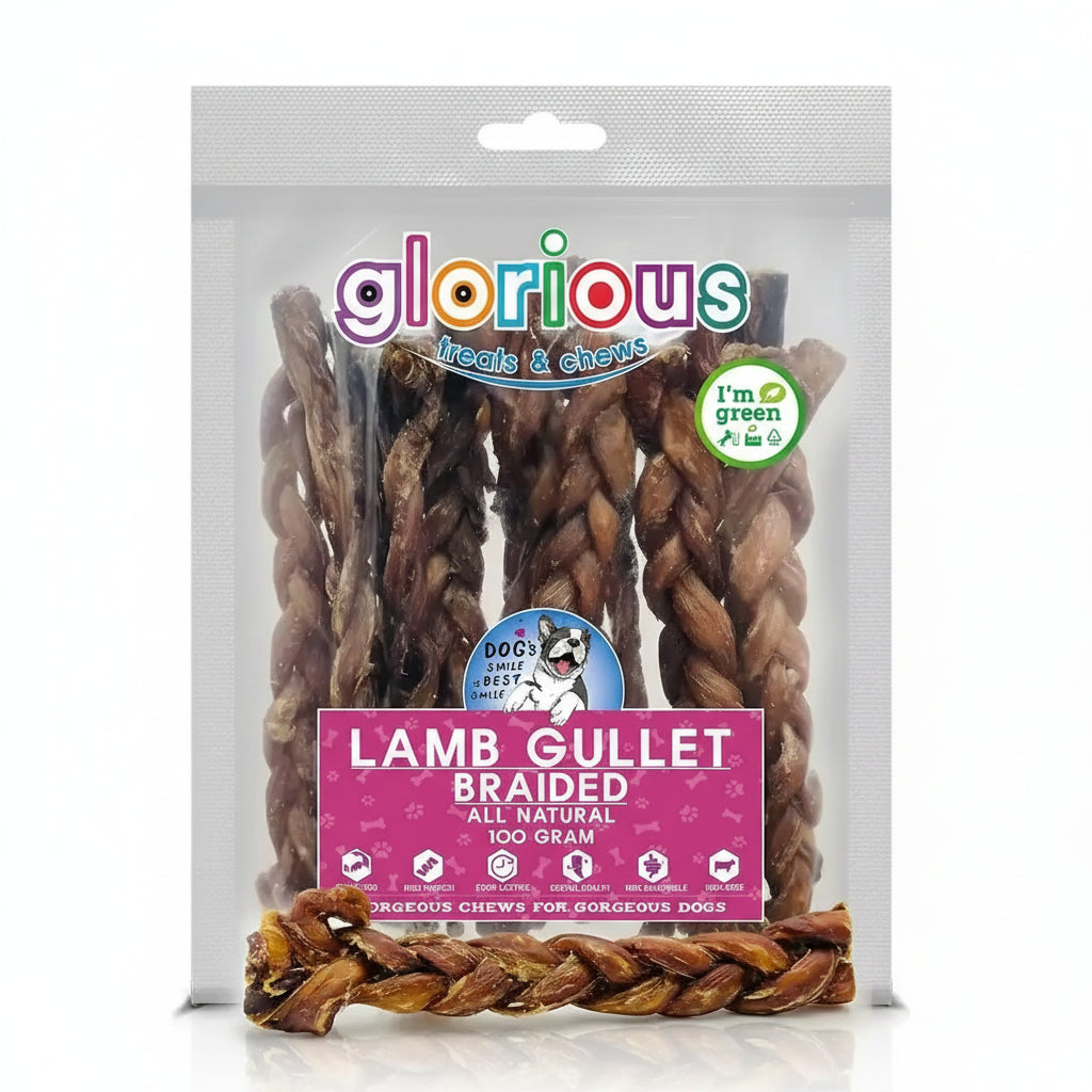 Discover our Braided Lamb Gullet Treats! High in protein and gluten-free, they're perfect for training rewards, supporting dental health, and are easily digestible, even for dogs with sensitive stomachs!