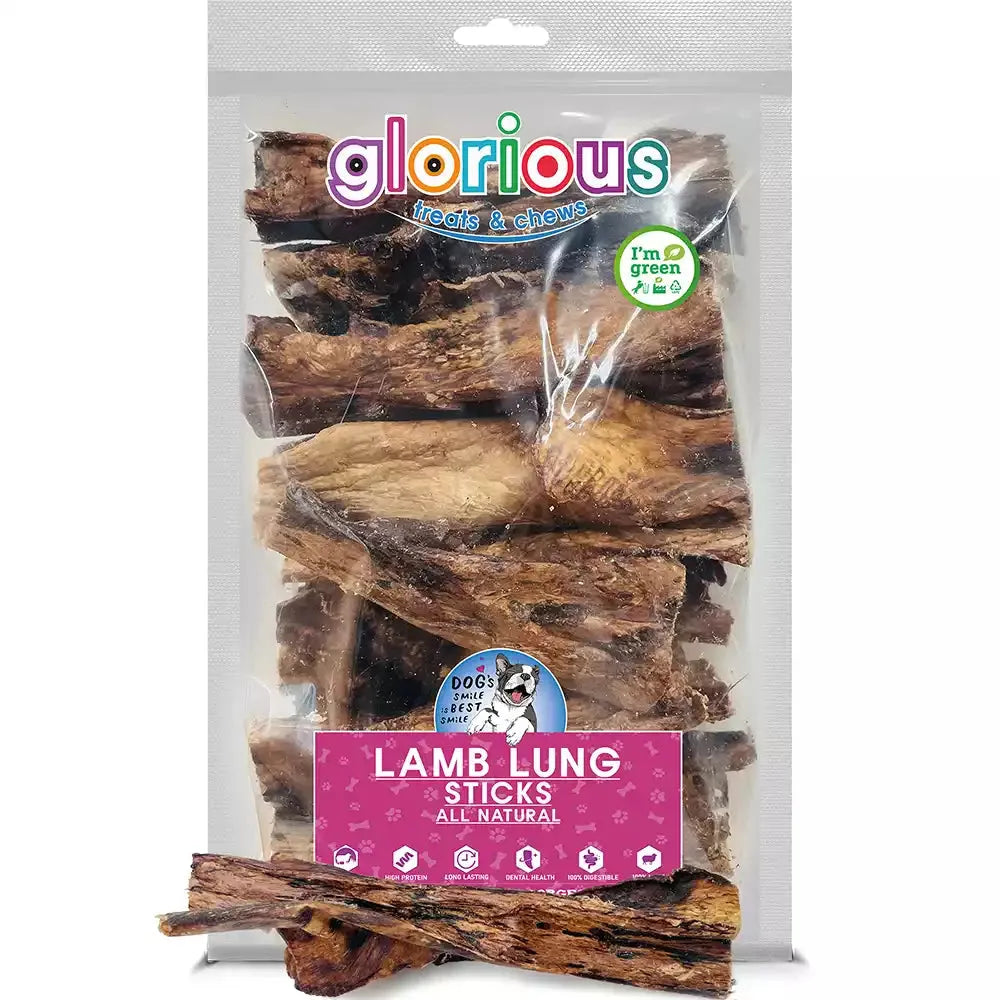 Discover the joy of 100% Natural Lamb Lung treats for dogs, high in protein and fully digestible. Ideal for promoting dental health, suitable for all dogs.