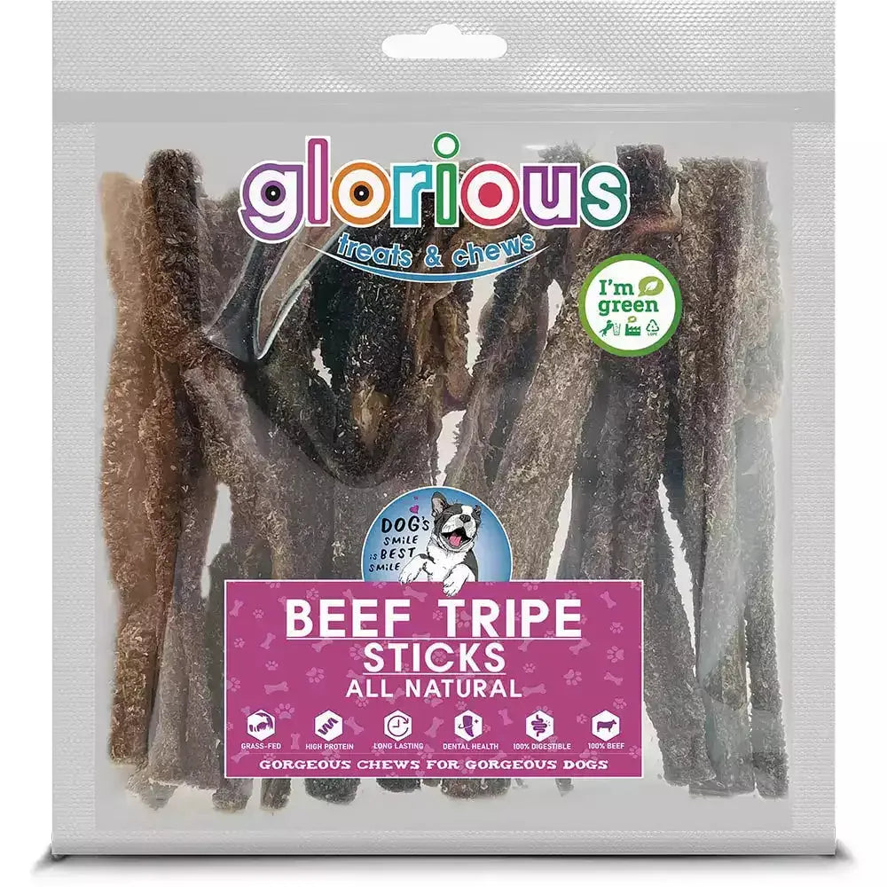 Unveil the joy of our Beef Tripe Sticks for Dogs - protein-rich, low-fat treats perfect for training rewards! Ideal for dogs with sensitive stomachs, they promote dental health and are 100% natural!